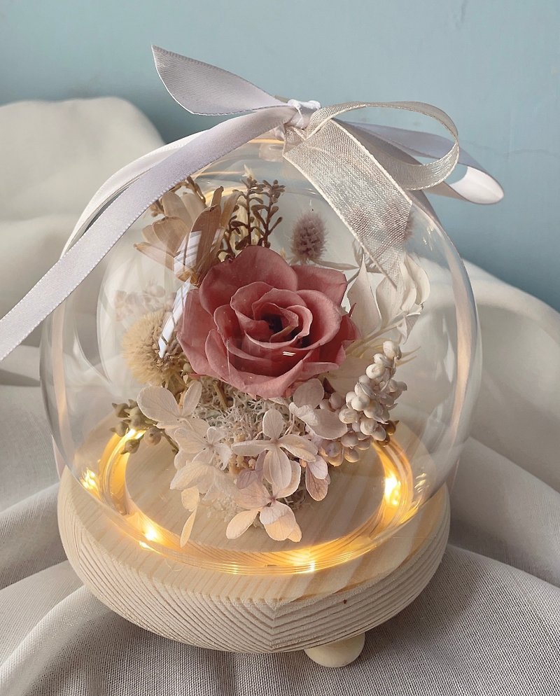 Go with the Flow Immortal Glass Bell Jar - Dry Rose - ช่อดอกไม้แห้ง - พืช/ดอกไม้ สึชมพู