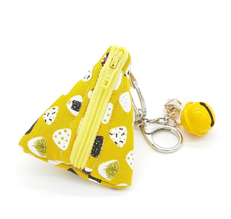 Dumpling Coin Keychain Pouch - Yellow Onigiri - ที่ห้อยกุญแจ - ผ้าฝ้าย/ผ้าลินิน สีเหลือง