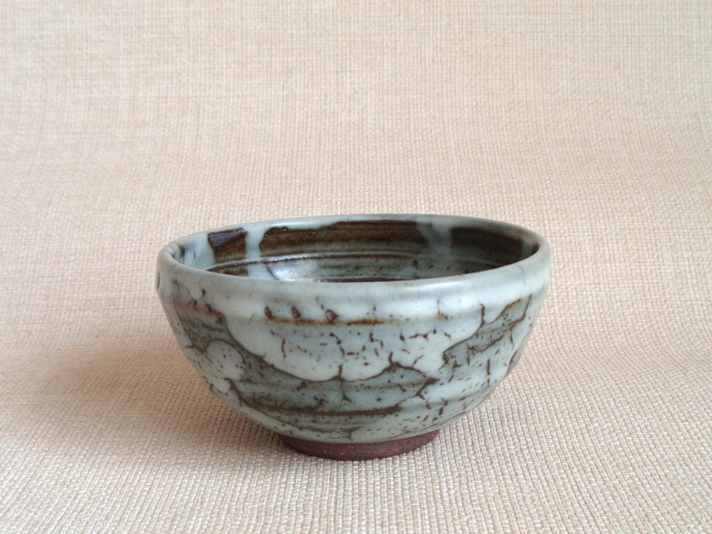 鉢 流れ釉c - 碗 - 陶 灰色