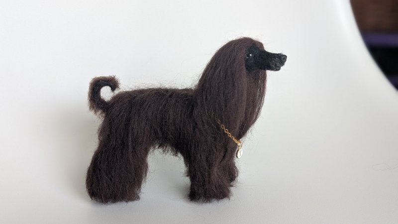 羊毛フェルトで作った黒い犬のアフガンハウンド - 其他 - 羊毛 黑色