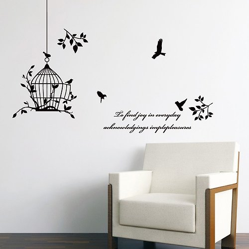 Smart Design 設計 壁貼 Smart Design 創意無痕壁貼◆小鳥與鳥籠(8色)