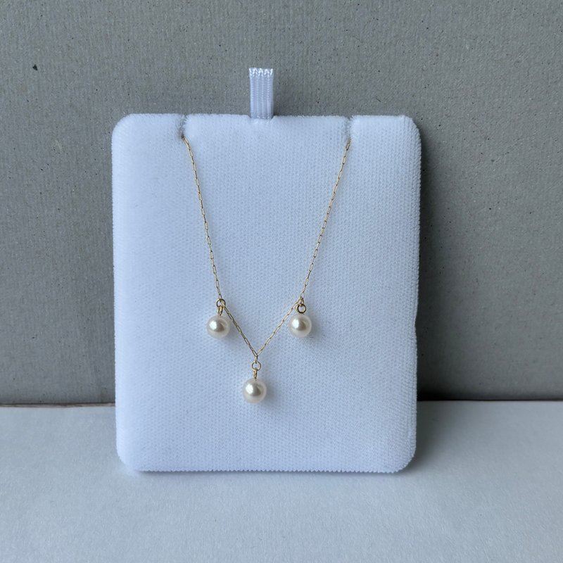 Akoya海水珍珠 三珠 項鍊 316L醫療鋼 - 項鍊 - 珍珠 白色