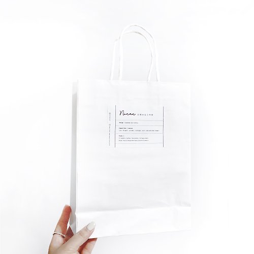 Ninan 泥喃｜水泥手作工作室 (現貨) 簡約品牌白色牛皮手提紙袋 (大4K)