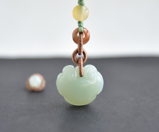 YS0050】新疆和田玉の手作りジェイドネックレス とんぼ 玉