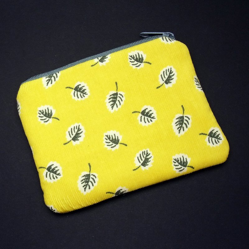 Zipper pouch / coin purse (padded) (ZS-226) - กระเป๋าใส่เหรียญ - ผ้าฝ้าย/ผ้าลินิน สีเหลือง