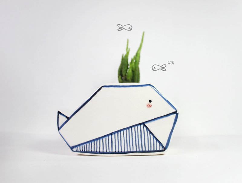 クジラ植木鉢 - 観葉植物 - 磁器 ブルー