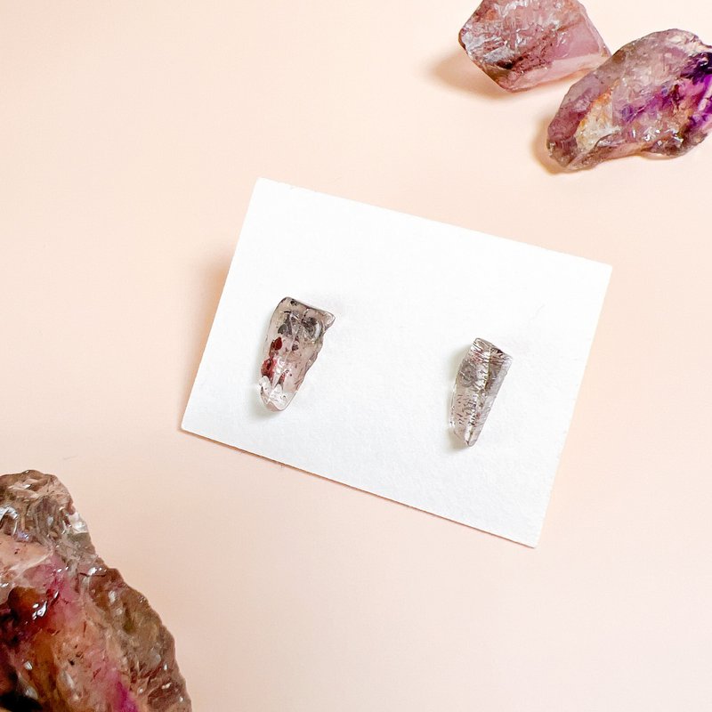 Natural Super Seven Crystal Handmade Earrings Jewellery Gemstone High Vibration - ต่างหู - คริสตัล หลากหลายสี