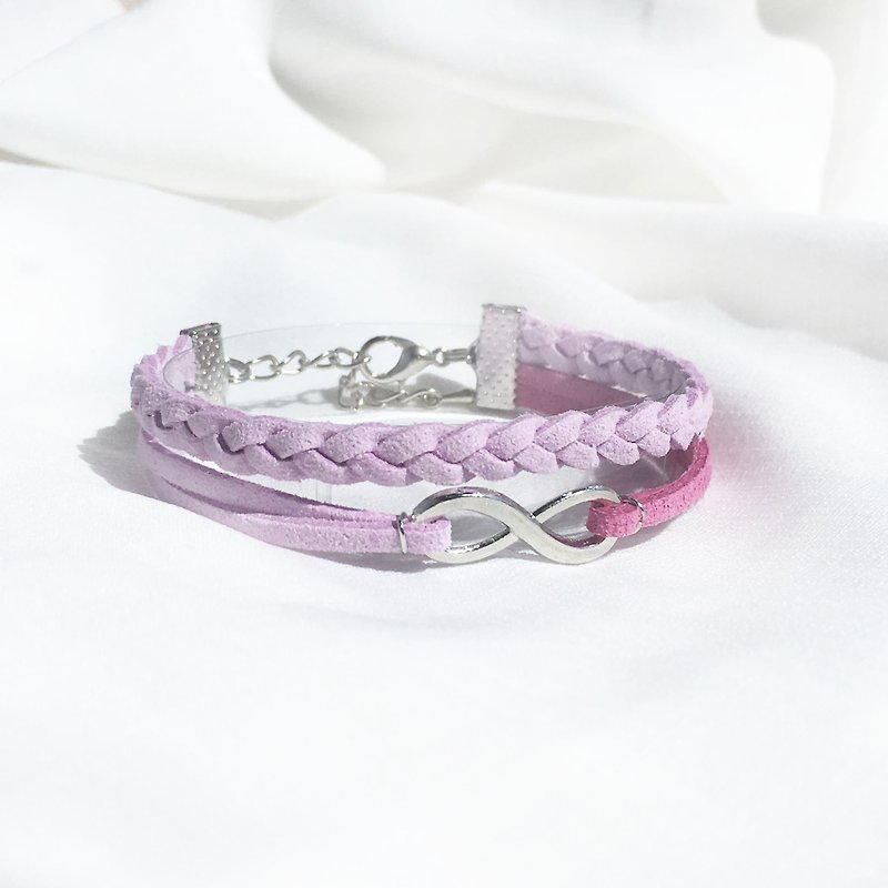 Handmade Double Braided Infinity Bracelets –lavender purple limited - สร้อยข้อมือ - วัสดุอื่นๆ สีม่วง