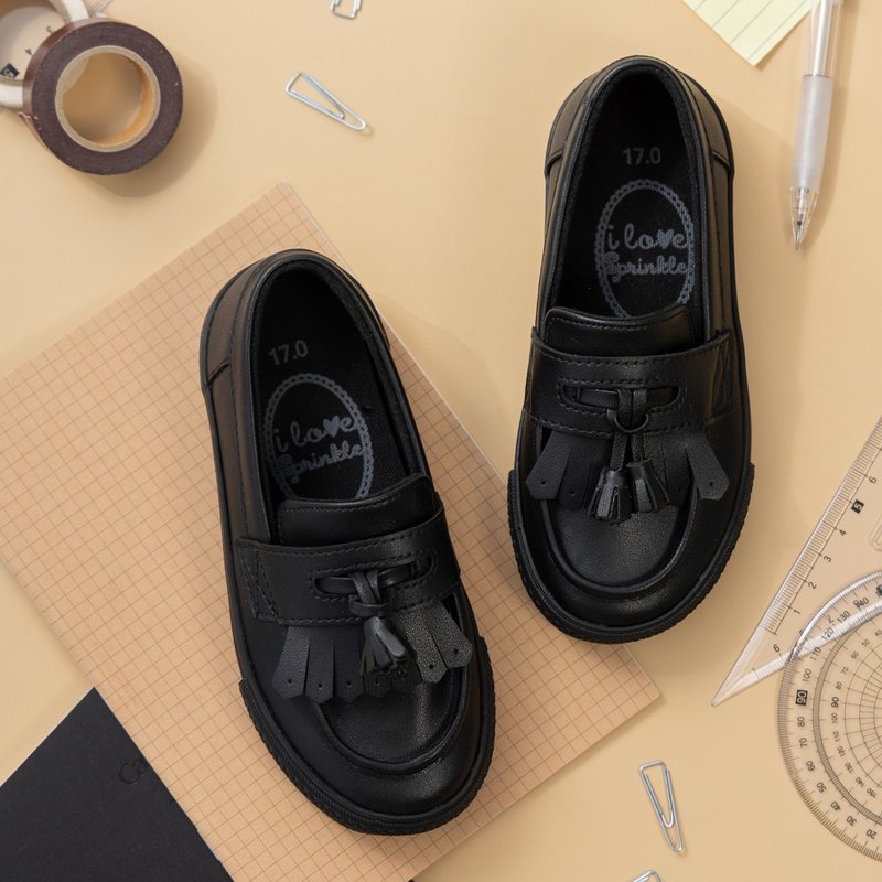 June 黑色流蘇樂福鞋 - 男/女童鞋 - 其他材質 