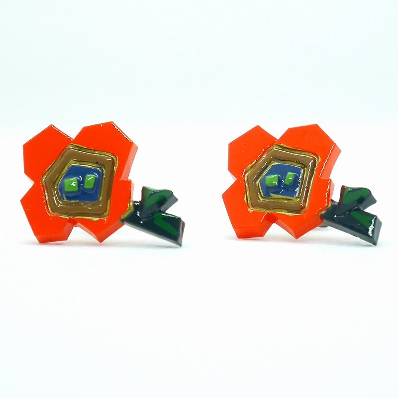 Orange Garden Flower Earrings - Earrings & Clip-ons - Resin Orange