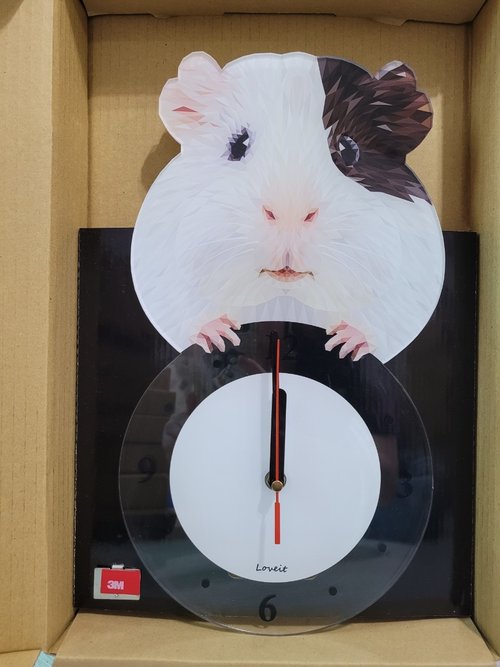 Loveit Loveit 角面設計 生活掛鐘現貨 ( 單邊 巧克力 天竺鼠 )