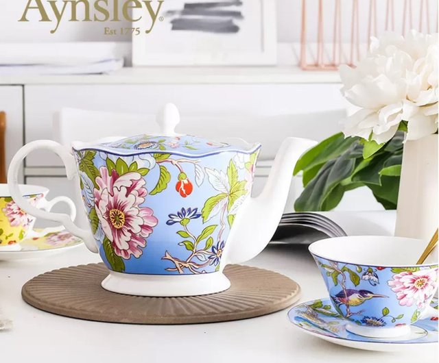 エンズレイ AYNSLEY　ペンブロック　ティーポット　クリーマー　シュガーポット　イギリス　ENGLAND　クロッカスシェイプ