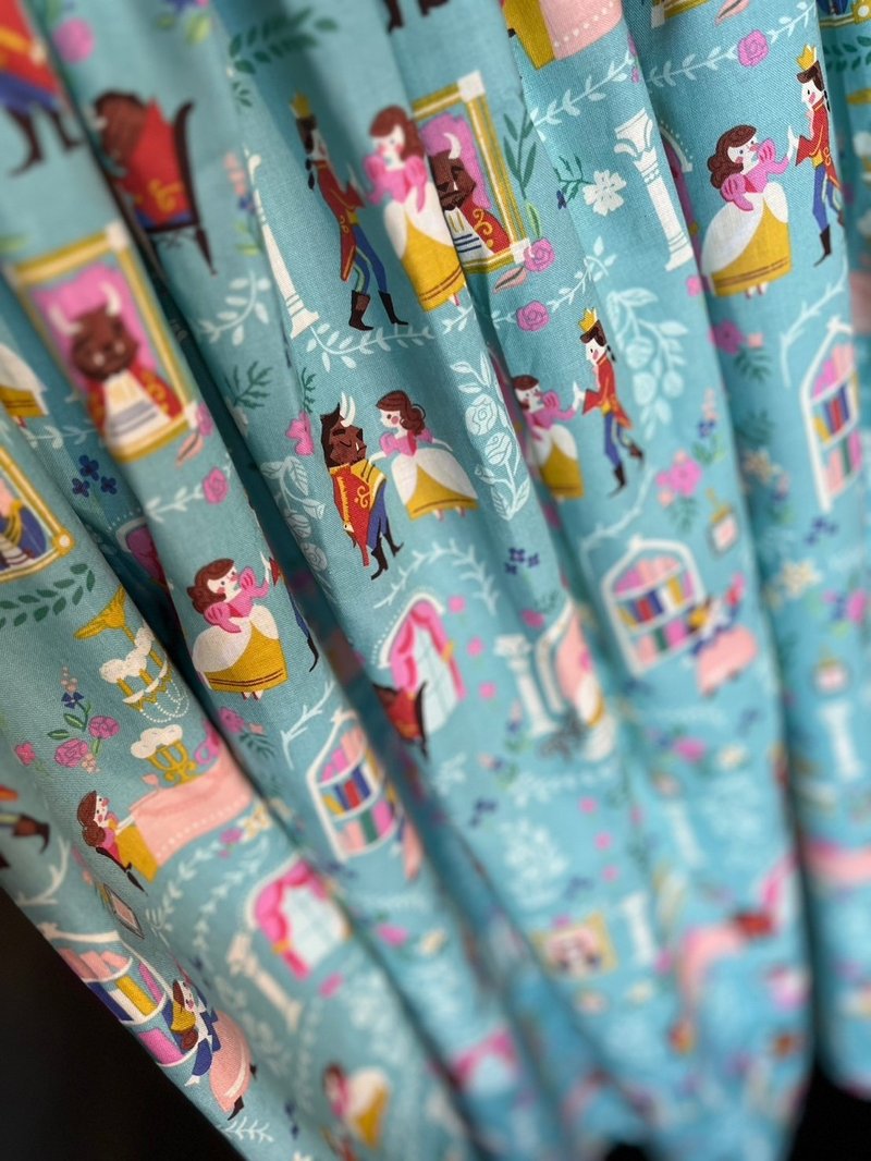 美女と野獣 スカート Bauty and Beast Happy Skirts Light Blue / USA Cotton 日本製 綿100% FREE - 裙子/長裙 - 棉．麻 藍色