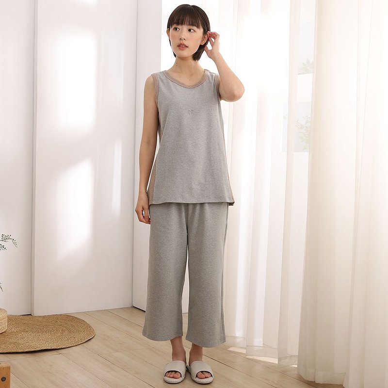MIT有機棉撞色設計背心套裝-共2色 - 睡衣/居家服 - 棉．麻 多色