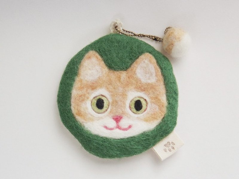 いろいろ使える猫顔フェルト（ちゃしろ） - 其他 - 羊毛 綠色