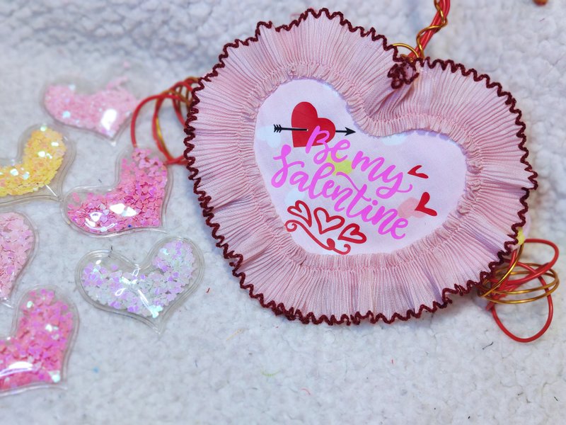Be My Valentine 情人節 Happy Valentine's Day 寵物圍巾 - 項圈/牽繩 - 棉．麻 粉紅色