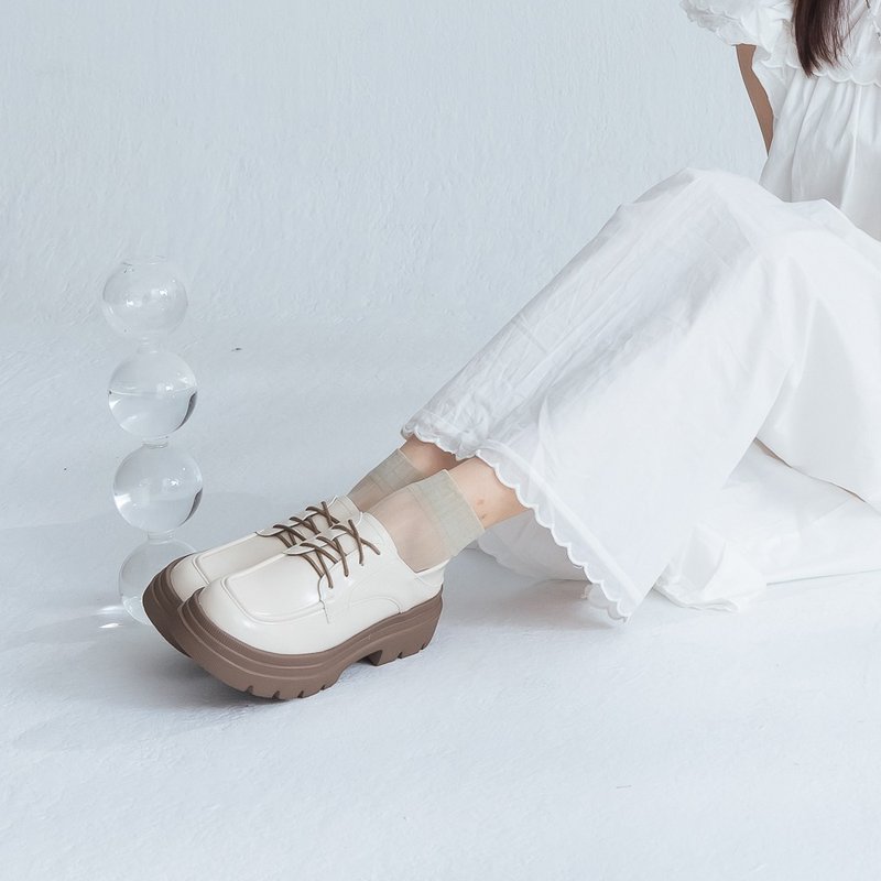 【I called Love】 Youthful walking | Lace-up lightweight loafers - รองเท้าอ็อกฟอร์ดผู้หญิง - วัสดุกันนำ้ สีดำ