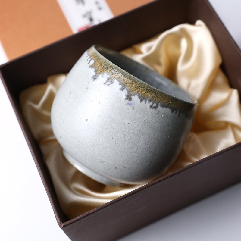 明芽窯 | 柴燒 靜見暮雪 灰 金 金嶺雪融 水杯 陶杯 茶杯禮盒 H12 - 茶壺/茶杯/茶具 - 陶 灰色