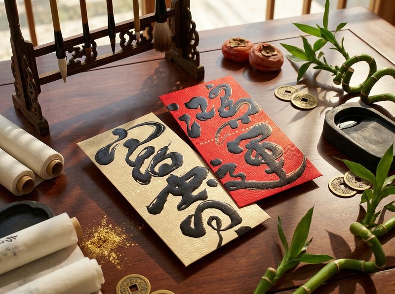 Ink Rhyme Welcomes Spring | Original Ang Pao Envelopes | Lai See Gallery - ถุงอั่งเปา/ตุ้ยเลี้ยง - กระดาษ หลากหลายสี