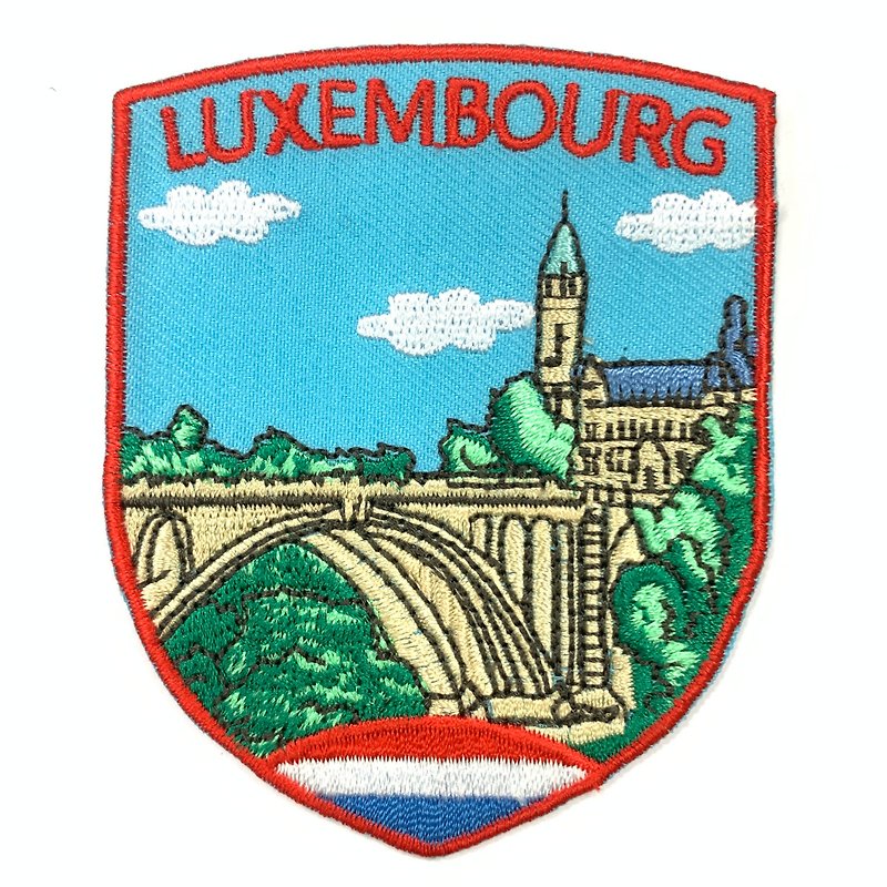 Luxembourg city embroidery armband fabric label patch patch appliqué armband - เข็มกลัด/พิน - งานปัก หลากหลายสี