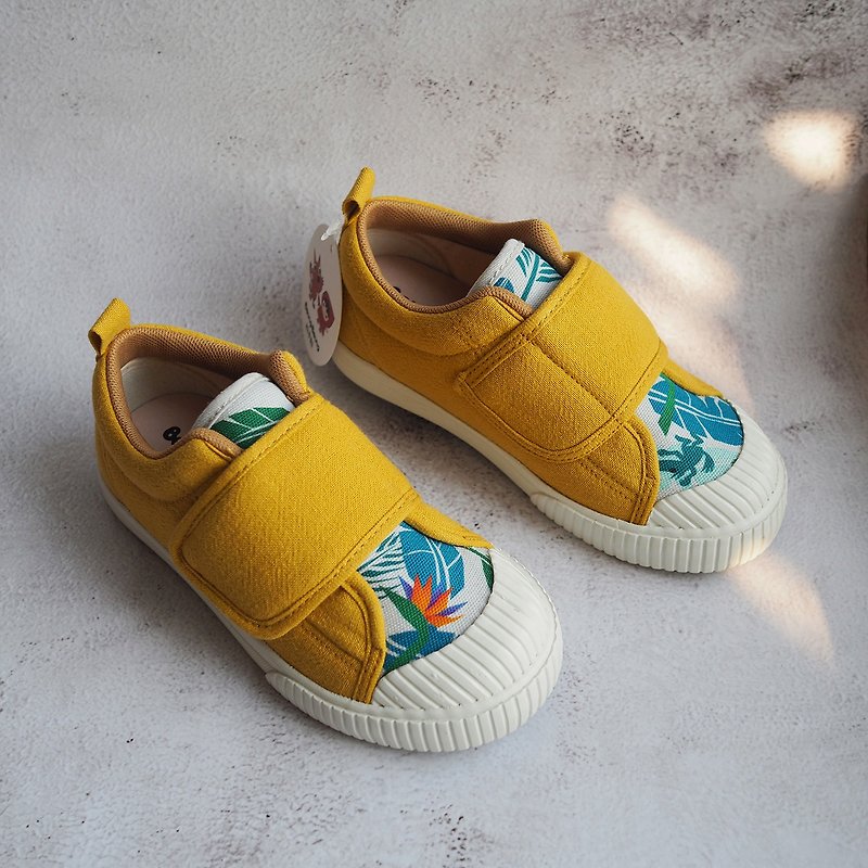 Refurbished Big Magic Belt Children's Shoes - Mustard Yellow Little Red Riding Hood and the Big Bad Wolf Tropical Rainforest - Kids' Shoes - Cotton & Hemp Yellow