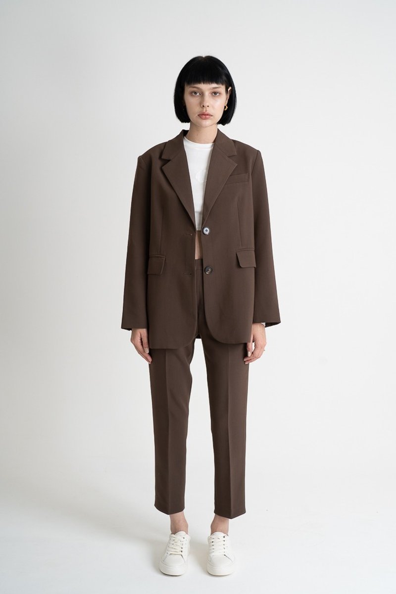 Classy Blazers - Chocolate | Oversized 雙釦西裝外外套 - 深咖 - 女西裝外套 - 聚酯纖維 咖啡色