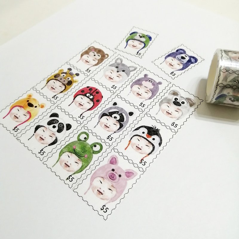 Washi Tape Animal Hats Stamps - Washi Tape - Paper 