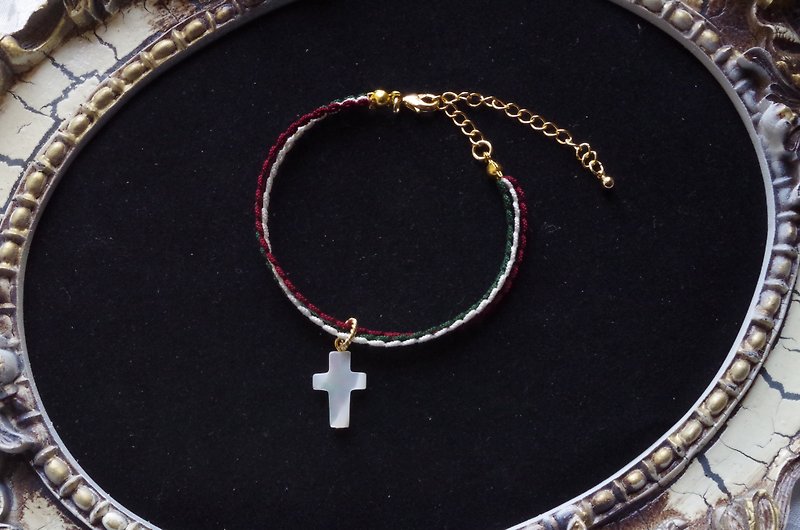 Tatting lace triple bracelet, baroque color x cross - Bracelets - Paper Red