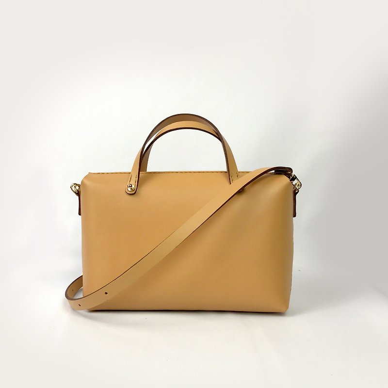 Zemoneni unisex leather shoulder bag with handle. - Messenger Bags & Sling Bags - Genuine Leather Brown