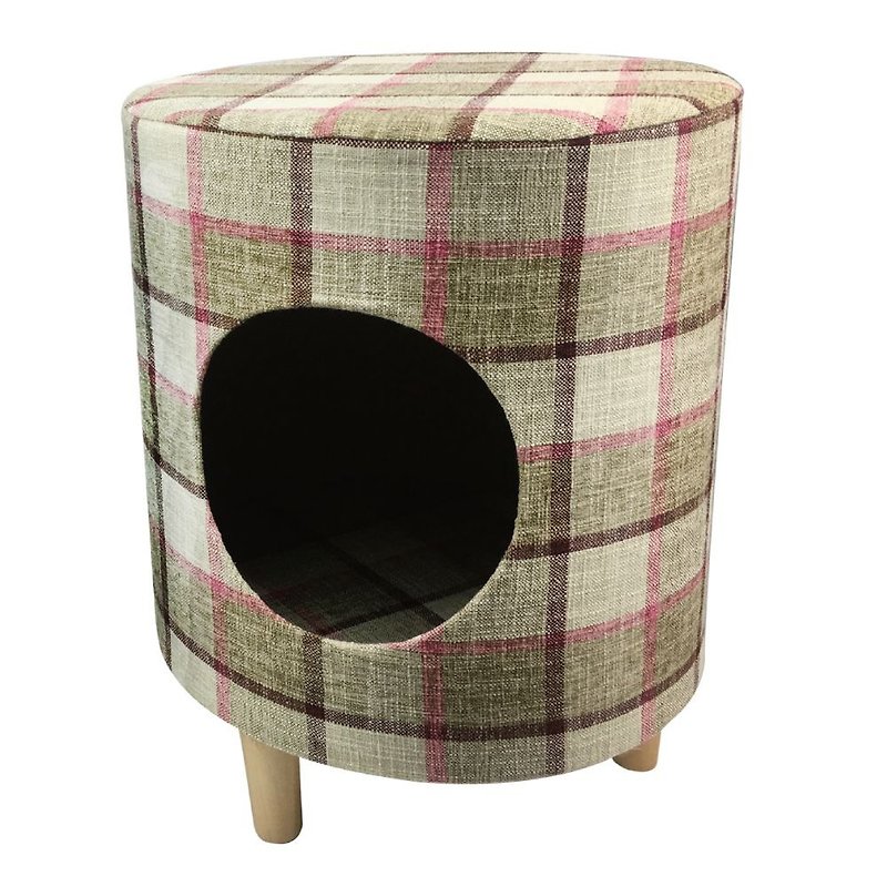 寵物舒適多功能椅凳木窩-圓型棕色 - 寵物床墊/床褥 - 棉．麻 卡其色