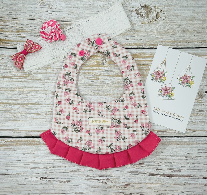 Skirt pocket six-layer gauze bib shy little peach blossom - ผ้ากันเปื้อน - ผ้าฝ้าย/ผ้าลินิน สึชมพู