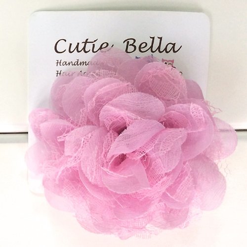Cutie Bella 美好生活精品館 Cutie Bella 手工髮飾全包布 Lace Camellia 蕾絲茶花髮夾-Pinky
