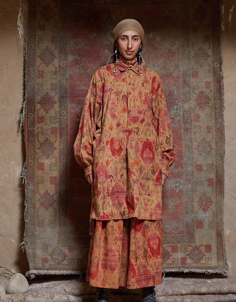 Vintage Literary Silk Cotton Plant Dye Dress Printed Robe - One Piece Dresses - Other Materials Multicolor