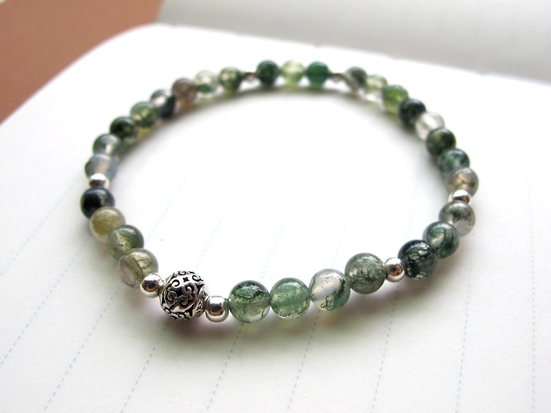 【Billowing water plants】 agate x 925 silverware - hand-made natural stone series - Bracelets - Crystal Green