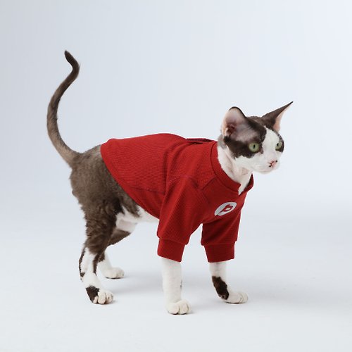 PEHOM 【PEHOM】 寵物服飾 | 貓狗 華夫格刺繡貼T恤 - 紅色