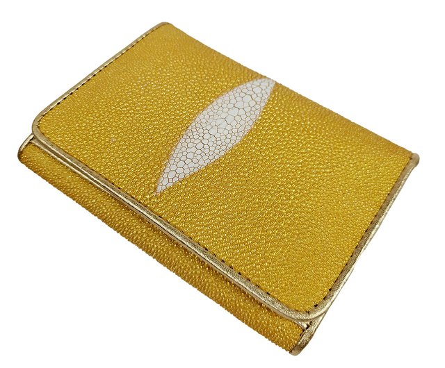 Women's Trfold wallet Orange Genuine Stingray Leather 1-eye