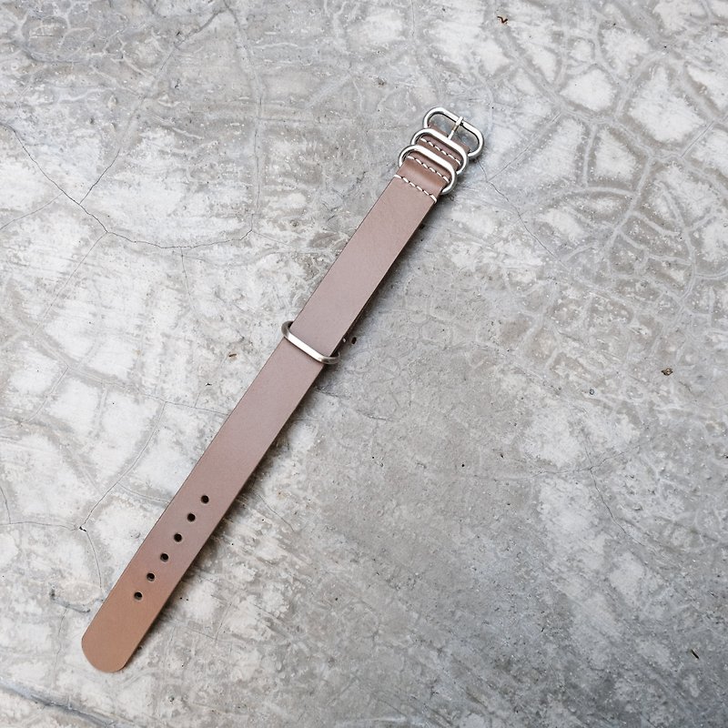 NATO NATO strap buttero Italian vegetable tanned khaki gray military strap water ghost army watch leather strap custom silver buckle / black buckle Free English printing - Other - Genuine Leather Khaki