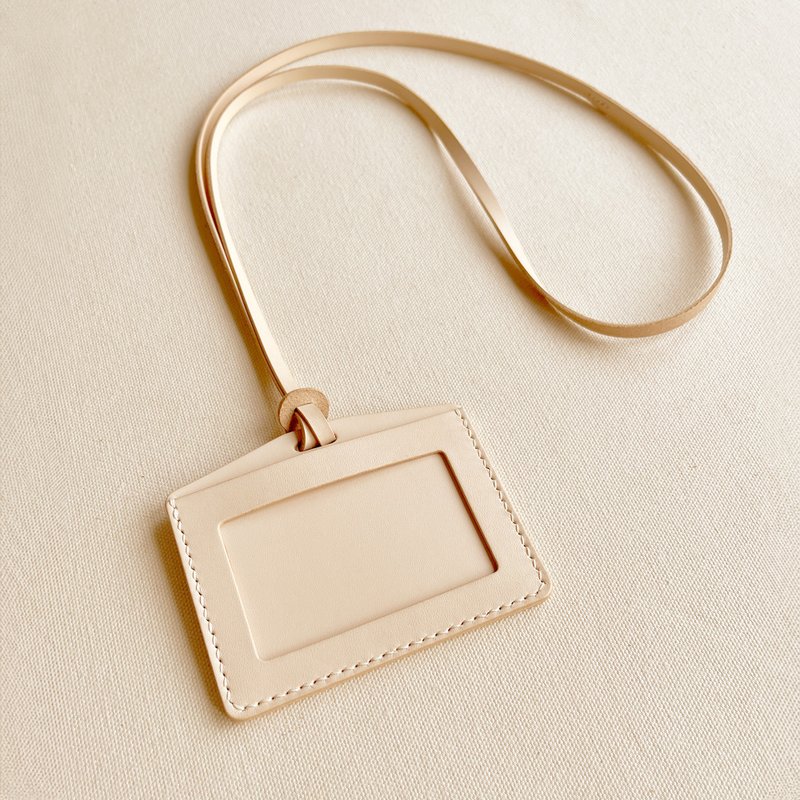 Luca Leather ID Case + Lanyard ID Case/Easy Travel Card Case/Ticket Card - ID & Badge Holders - Genuine Leather White