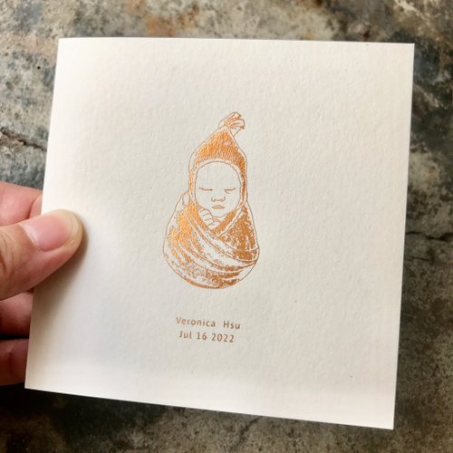 美好一日 彌月卡/訂做手繪圖+姓名/100張
