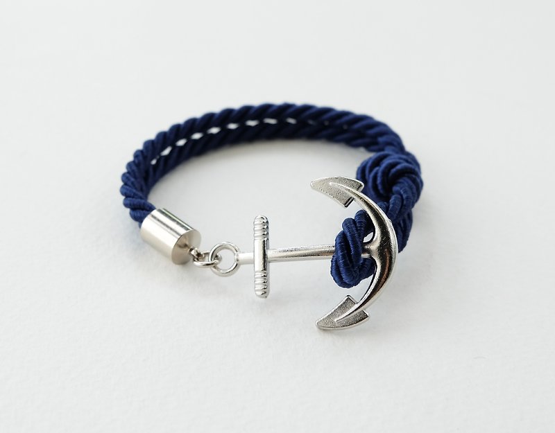 Anchor bracelet / Navy blue twisted rope - Bracelets - Paper Blue