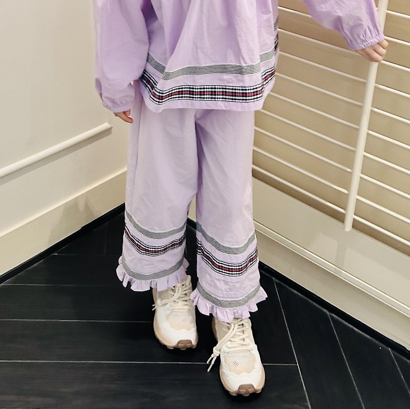 Ethnic style purple lace pants/trousers children's clothing - Pants - Cotton & Hemp Purple