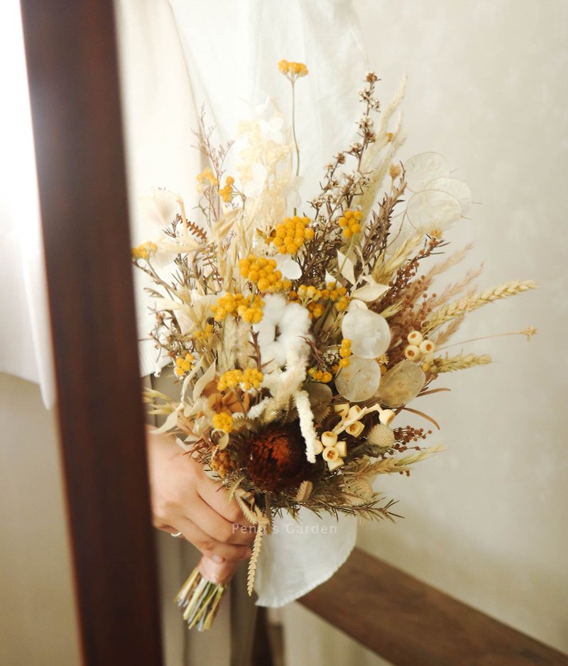 日系大地色乾燥捧花 婚禮捧花 拍照捧花 和服捧花 - 乾燥花/永生花 - 植物．花 咖啡色