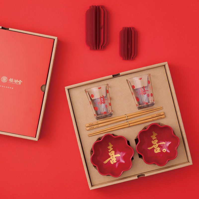 【鎮瀾宮聯名】大囍之日禮盒組 - 其他杯子 - 瓷 紅色