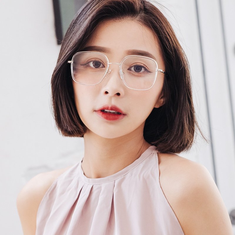 千燈的綻光冰晶│潮流經典輕盈透光銀金屬方框UV400濾藍光眼鏡 - 眼鏡/鏡框 - 塑膠 銀色
