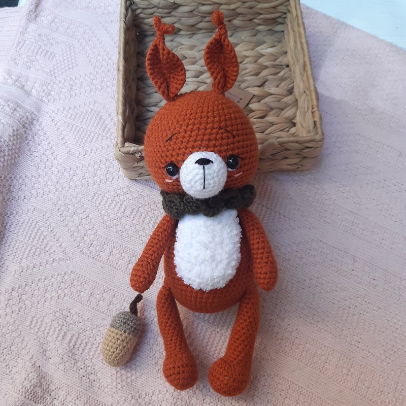Hand crochet Squirrel with acorn Stuffed toys Animal toy Plush toys Amigurumi - Kids' Toys - Other Materials Orange