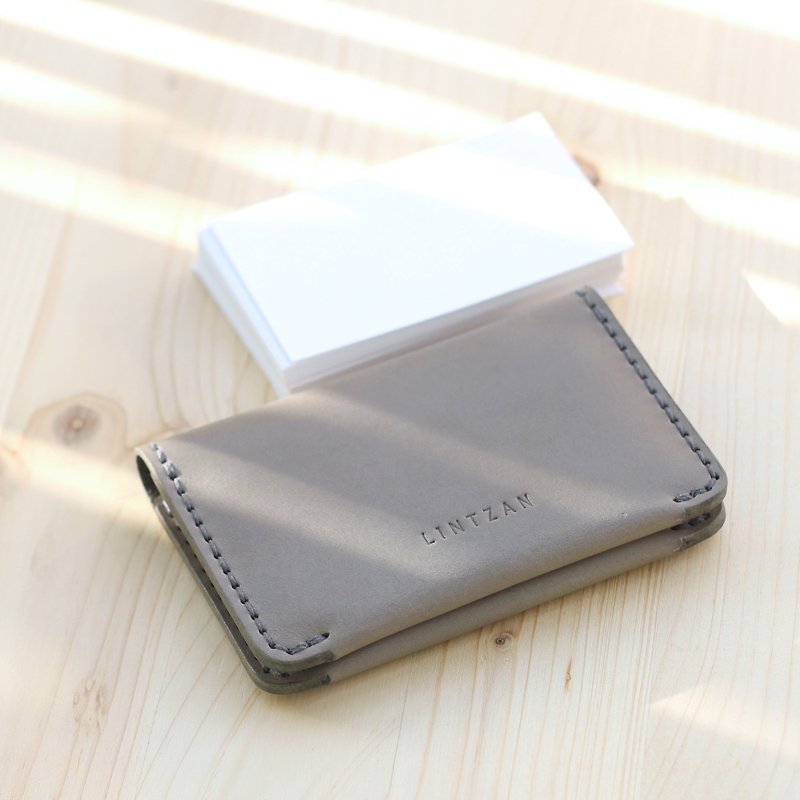 Classic 2 Fold Business Card Holder/Card Holder--Elephant Grey - Card Holders & Cases - Genuine Leather Gray