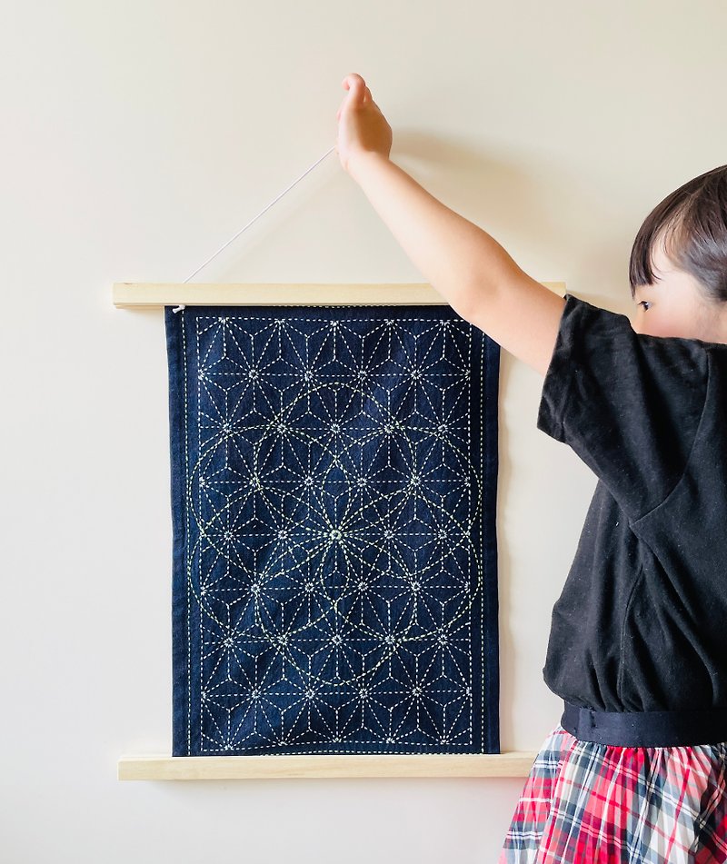 Indigo-dyed sashiko tapestry 2way - Towels - Cotton & Hemp Blue