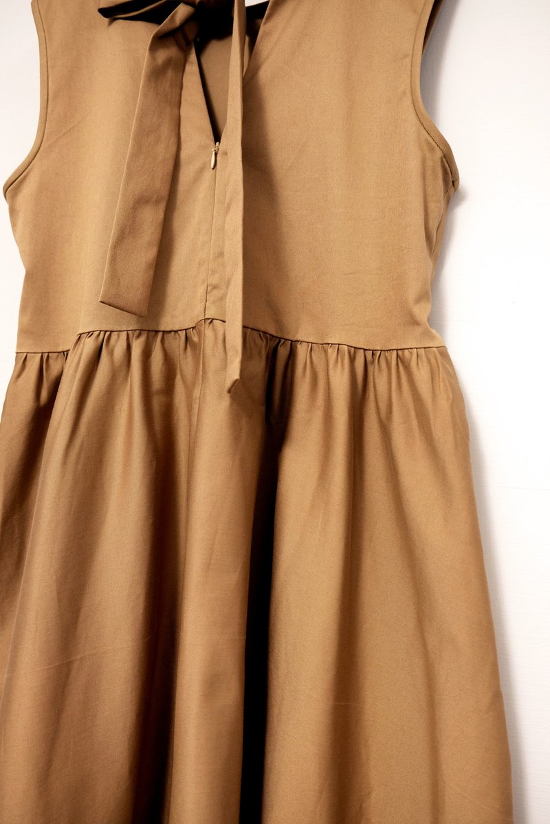 Vest strapped long dress/dark Khaki - One Piece Dresses - Cotton & Hemp Khaki