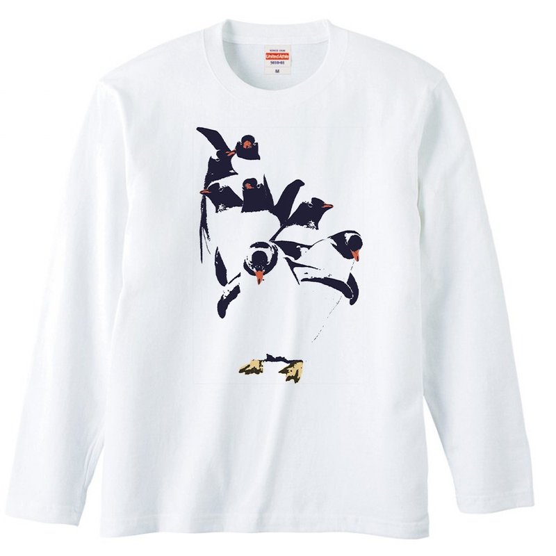ロングスリーブTシャツ / penguin dance - 男 T 恤 - 棉．麻 白色