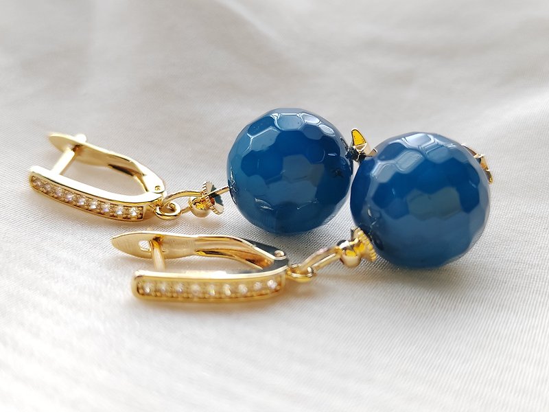 blue faceted Stone earrings - Earrings & Clip-ons - Stone Blue